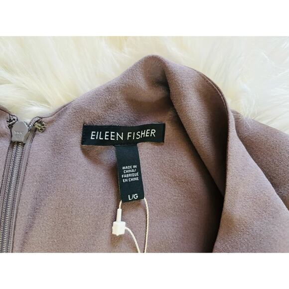 EILEEN FISHER Layered Bateau Neck Silk Jumpsuit | Luna / Gray | L | NWT - Picture 6 of 12